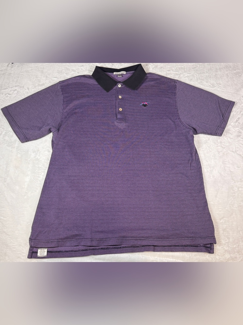 Peter Millar XL Purple Micro Print Cotton Golf Polo